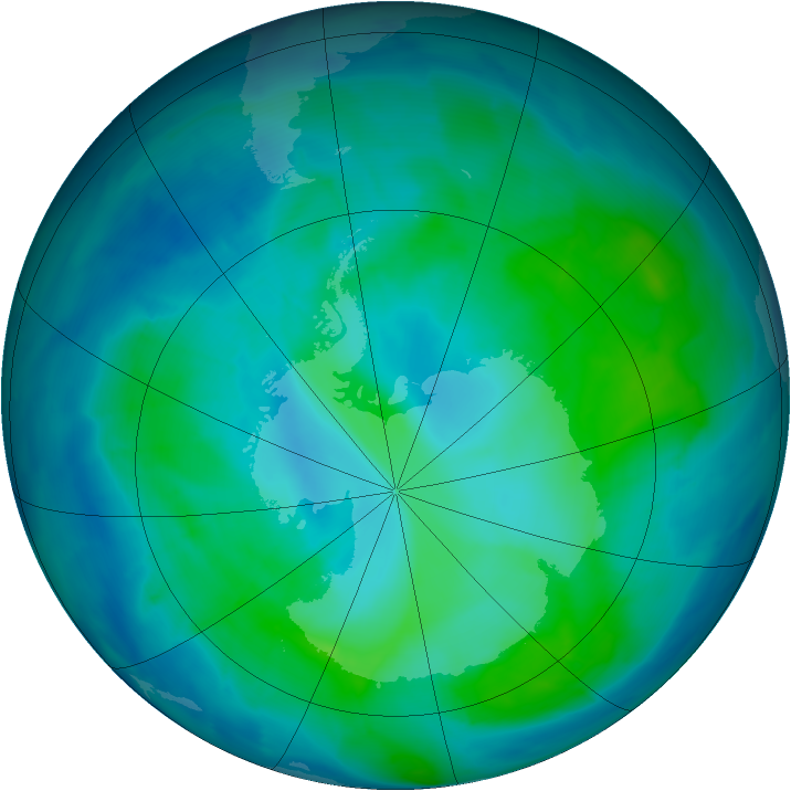 Antarctic ozone map for 08 February 2014